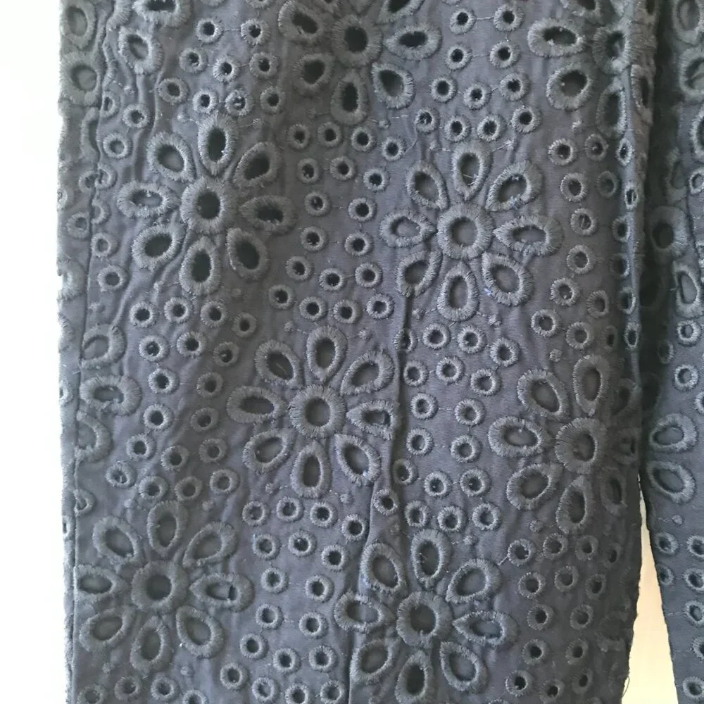 J.Crew | Navy Pinwheel Floral Eyelet Cafe Capri Pants 4